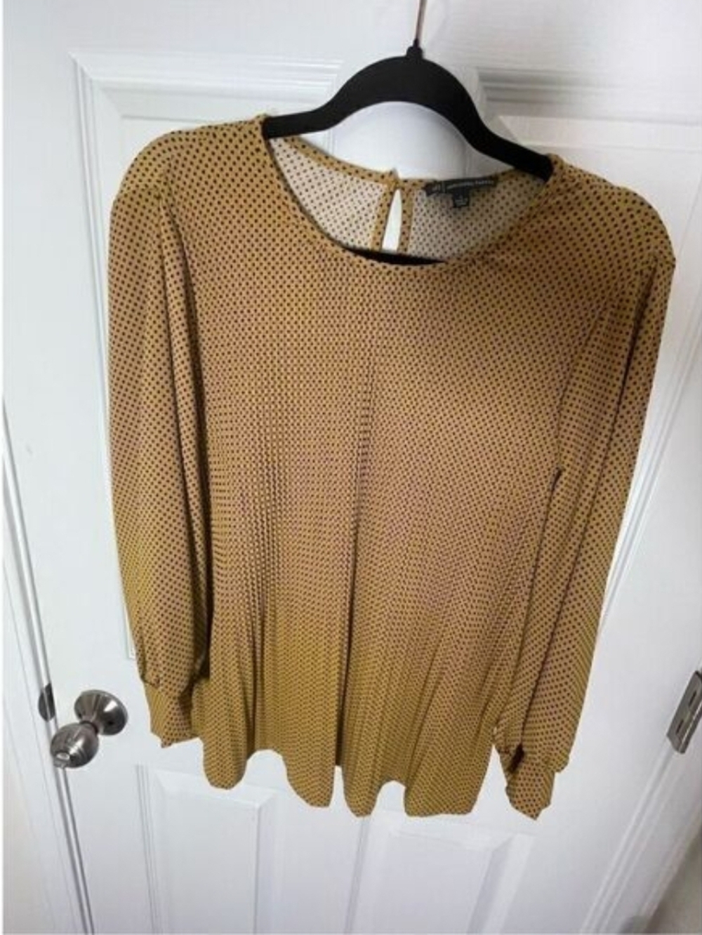 Adrianna Papell Mustard Dot Long Sleeve Blouse